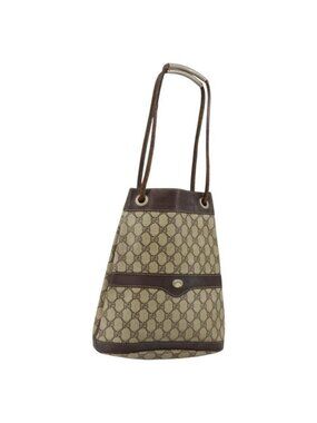 Authentic GUCCI GG Supreme Shoulder Bag PVC Beige Gold